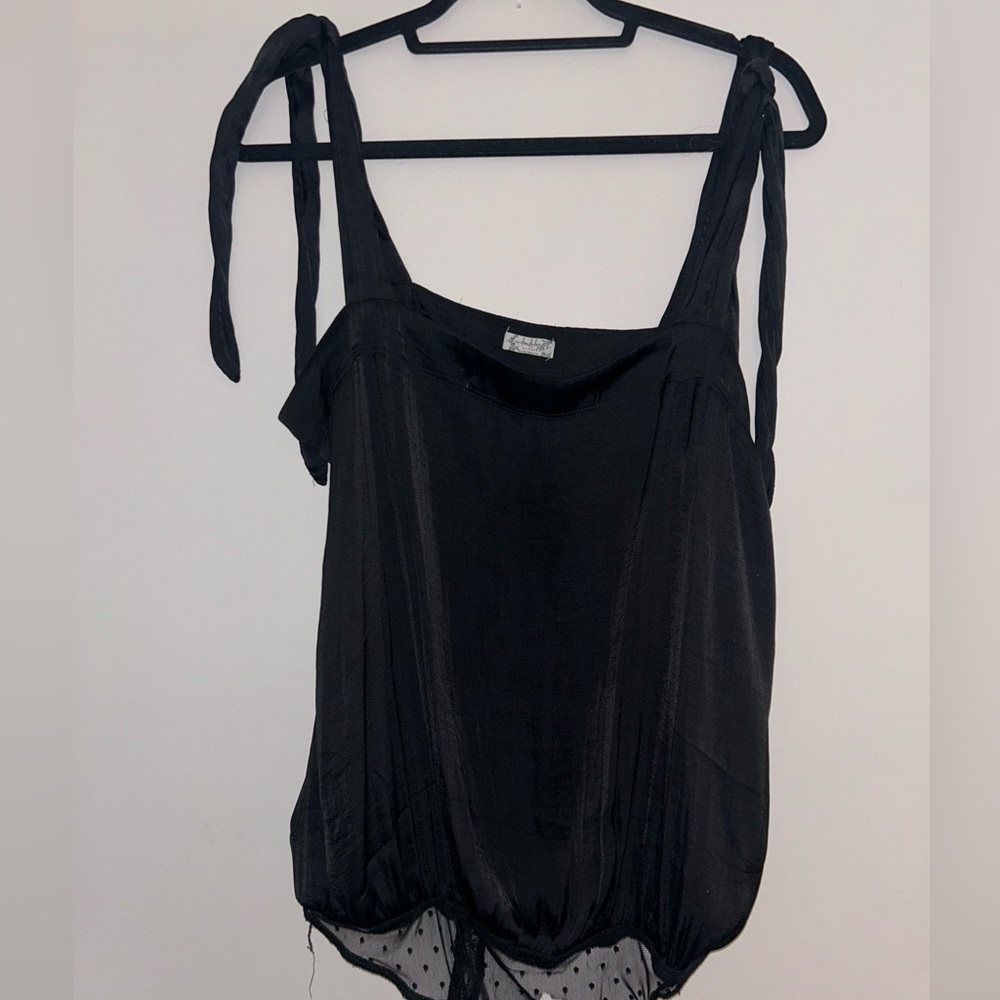 Free People Black Silky Bodysuit